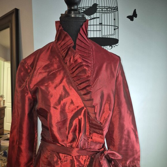 Light Weight Shiny Red Blazer with Belt (M) - Picture 1 of 4